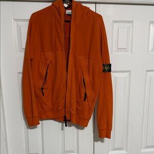 Stone Island Bright Orange Zip-Up Sweater